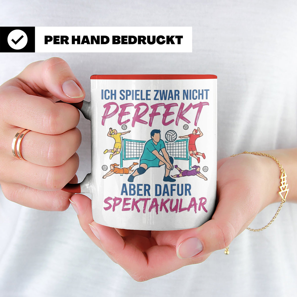 Volleyball Tasse Nicht Perfekt Dafür Spektakulär. Lustiges G – Rot [farbe:rot]