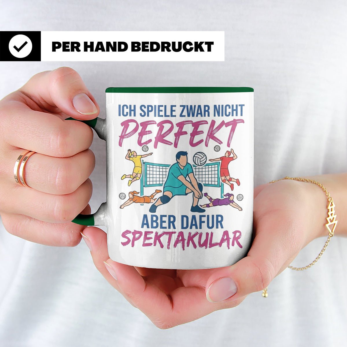 Volleyball Tasse Nicht Perfekt Dafür Spektakulär. Lustiges G – Grün [farbe:grün]