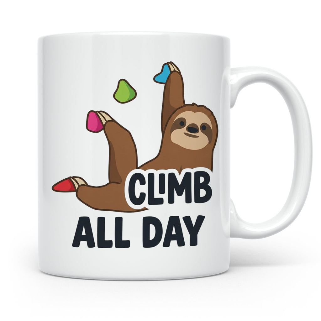 Boulder Tasse Faultier Climb All Day Kletterhalle Kaffeebech – Weiß [farbe:weiß]