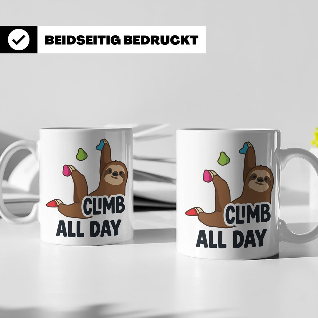 Boulder Tasse Faultier Climb All Day Kletterhalle Kaffeebech – Weiß [farbe:weiß]