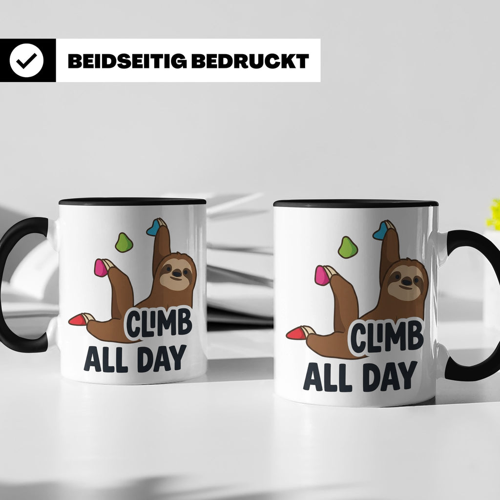 Boulder Tasse Faultier Climb All Day Kletterhalle Kaffeebech – Schwarz [farbe:schwarz]