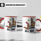 Boulder Tasse Faultier Climb All Day Kletterhalle Kaffeebech – Rot [farbe:rot]