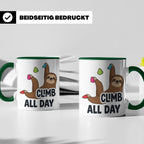 Boulder Tasse Faultier Climb All Day Kletterhalle Kaffeebech – Grün [farbe:grün]