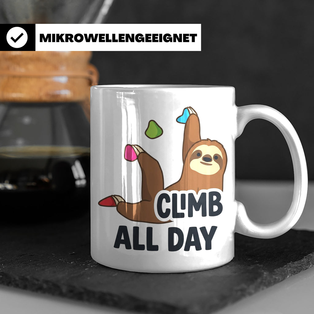 Boulder Tasse Faultier Climb All Day Kletterhalle Kaffeebech – Weiß [farbe:weiß]