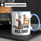 Boulder Tasse Faultier Climb All Day Kletterhalle Kaffeebech – Blau [farbe:blau]