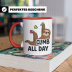 Boulder Tasse Faultier Climb All Day Kletterhalle Kaffeebech – Rot [farbe:rot]
