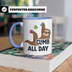 Boulder Tasse Faultier Climb All Day Kletterhalle Kaffeebech – Blau [farbe:blau]