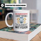 Schweißen Tasse - Schweißerhelm mit Flammen Motiv - Metallba – Weiß [farbe:weiß]