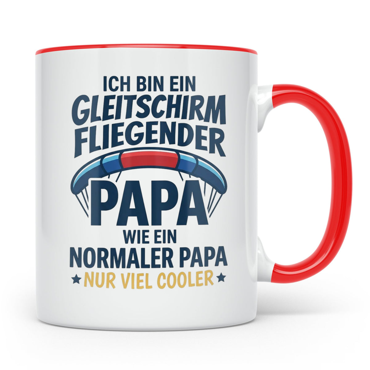 Gleitschirmflieger Papa Tasse mit Spruch Cooler Papa Geschen – Rot [farbe:rot]