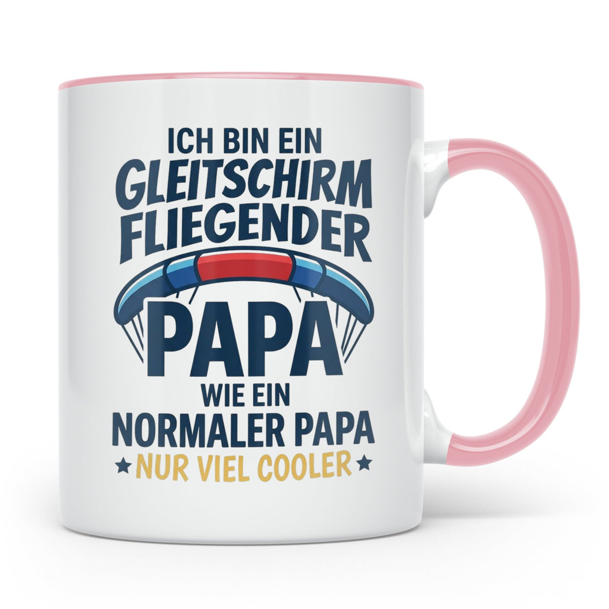 Gleitschirmflieger Papa Tasse mit Spruch Cooler Papa Geschen – Rosa [farbe:rosa]