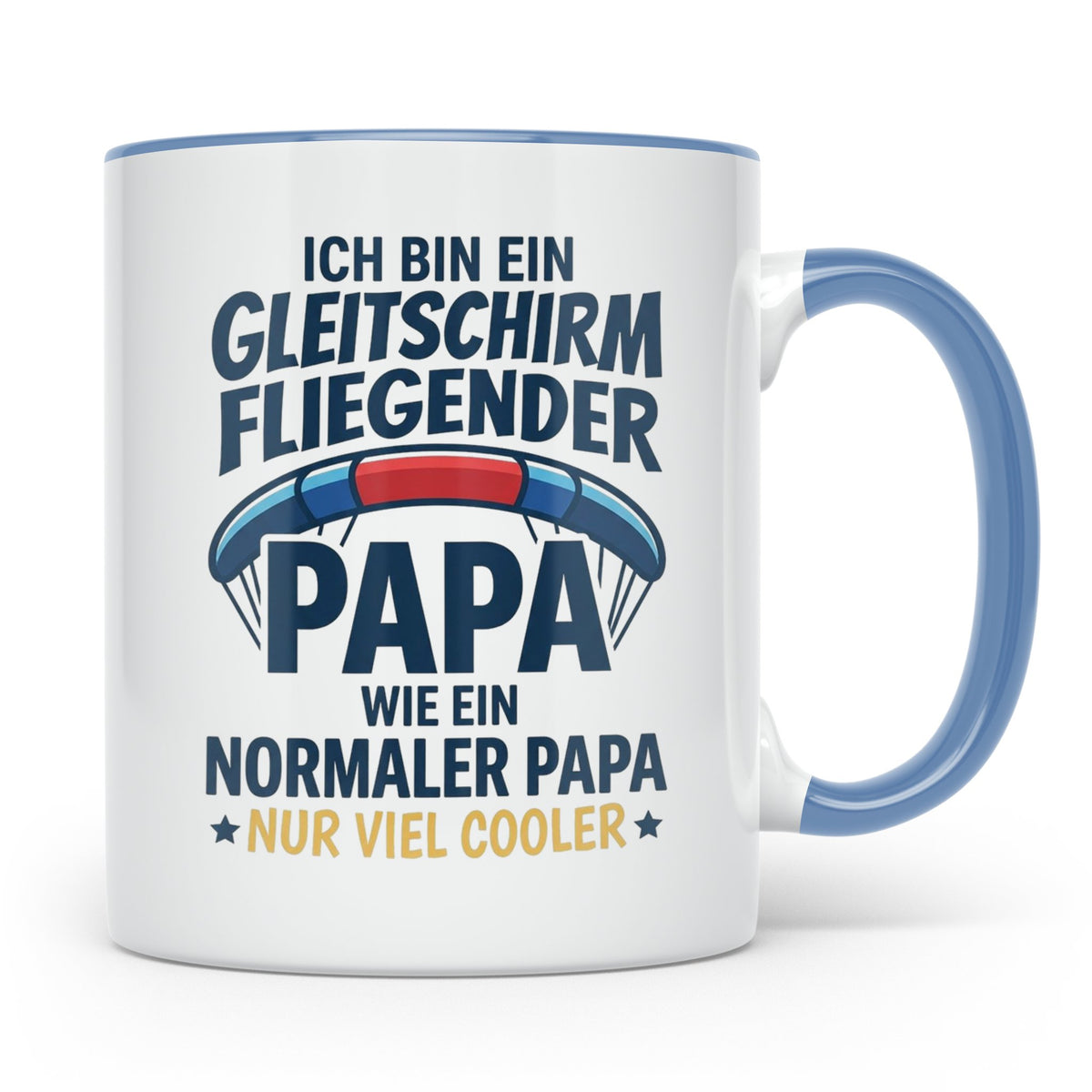 Gleitschirmflieger Papa Tasse mit Spruch Cooler Papa Geschen – Blau [farbe:blau]
