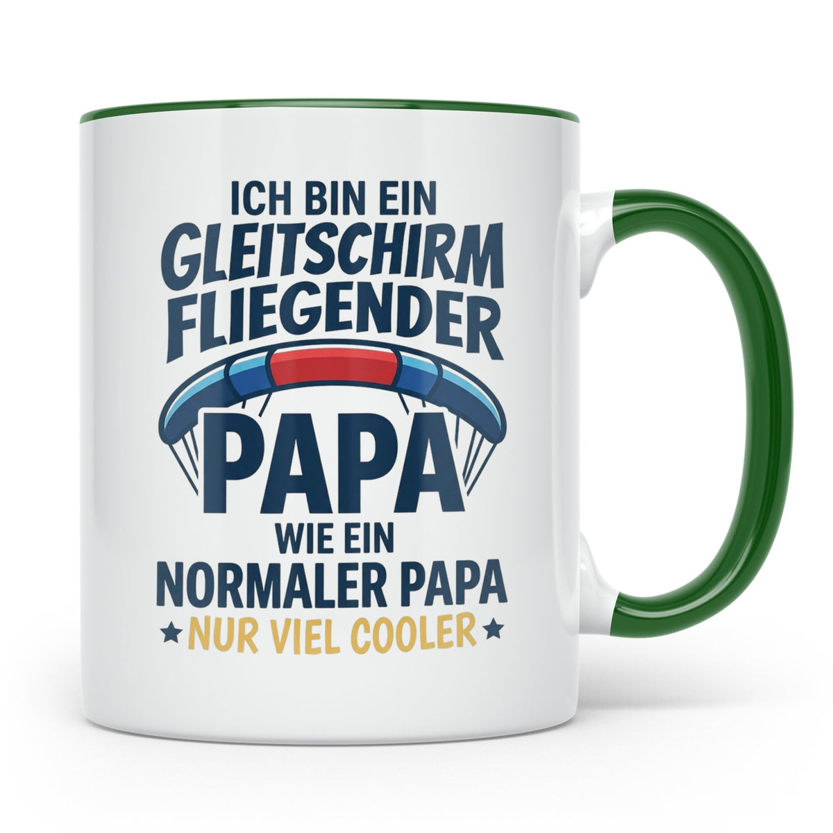 Gleitschirmflieger Papa Tasse mit Spruch Cooler Papa Geschen – Grün [farbe:grün]