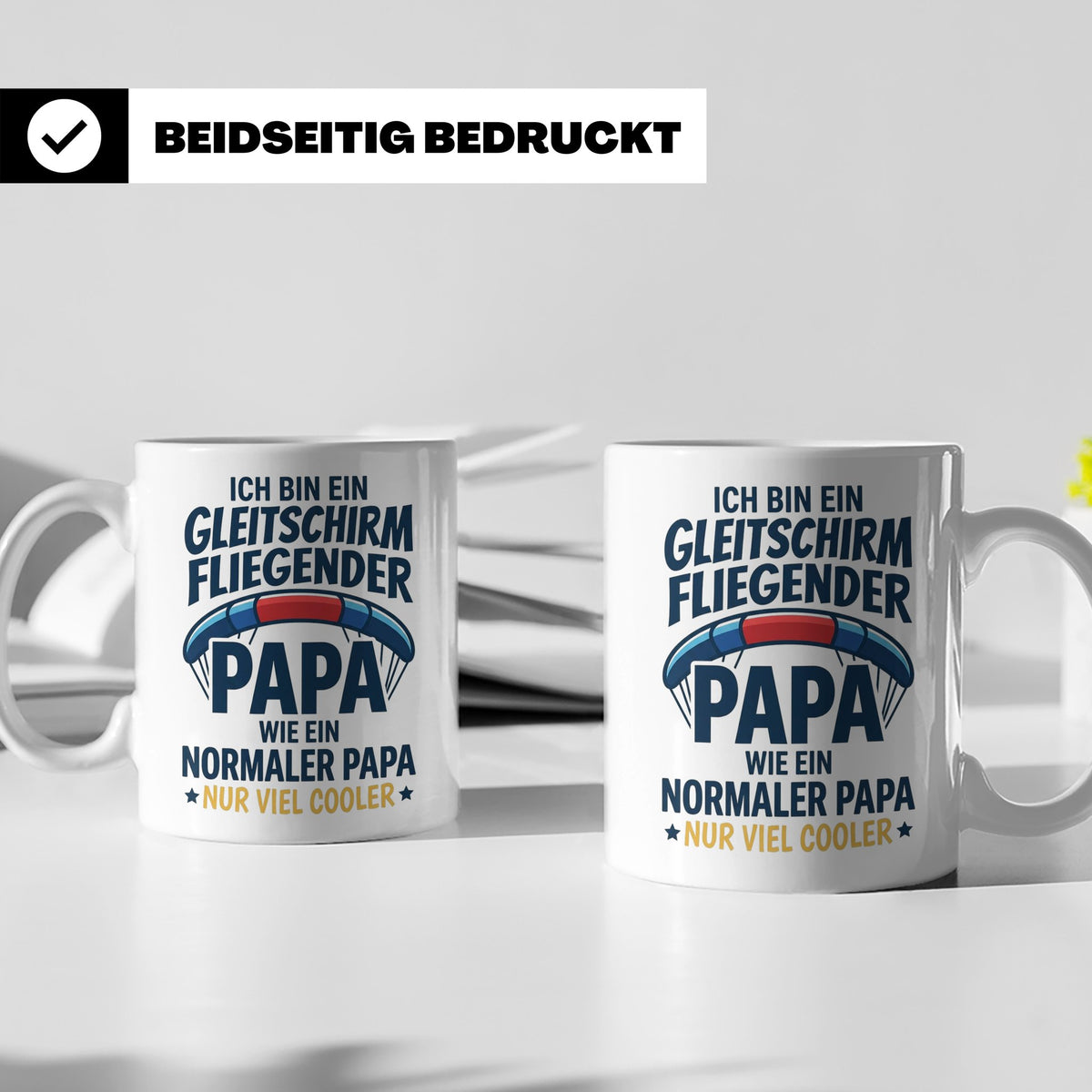 Gleitschirmflieger Papa Tasse mit Spruch Cooler Papa Geschen – Weiß [farbe:weiß]