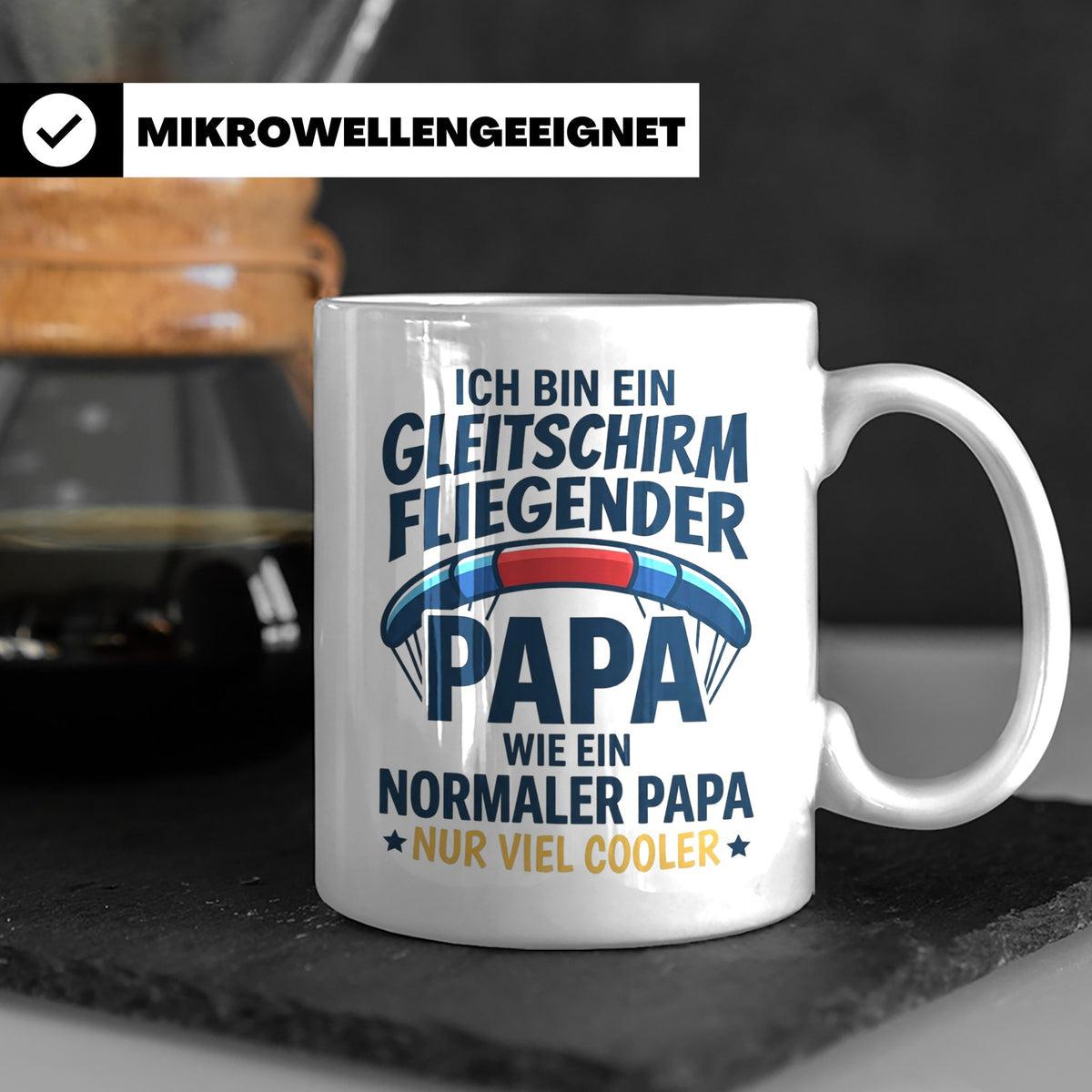 Gleitschirmflieger Papa Tasse mit Spruch Cooler Papa Geschen – Weiß [farbe:weiß]