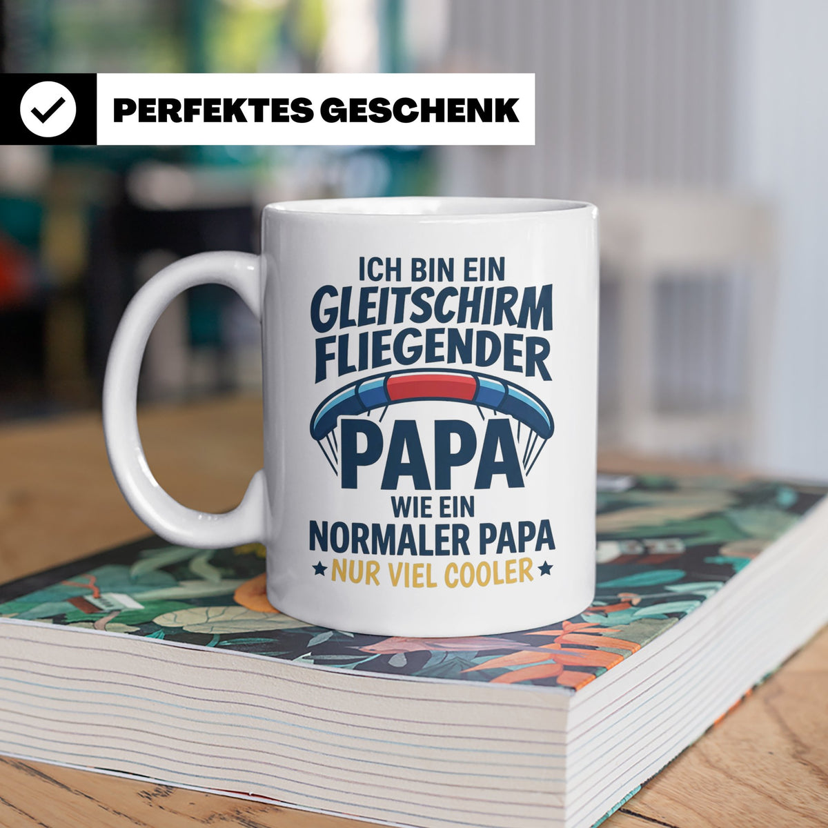 Gleitschirmflieger Papa Tasse mit Spruch Cooler Papa Geschen – Weiß [farbe:weiß]