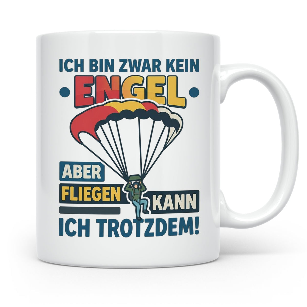 Fallschirmspringer Tasse 'Kein Engel aber fliegen' Spruch Sk – Weiß [farbe:weiß]