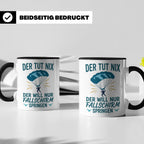 Fallschirmspringer Tasse mit Spruch Der tut nix der will nur – Schwarz [farbe:schwarz]
