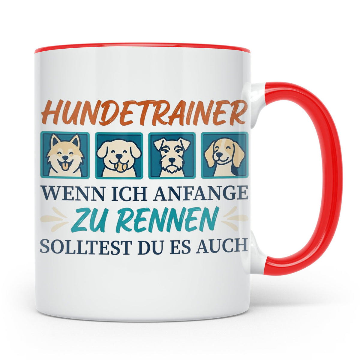 Hundetrainer Tasse mit Spruch Wenn ich renne... Geschenk für – Rot [farbe:rot]