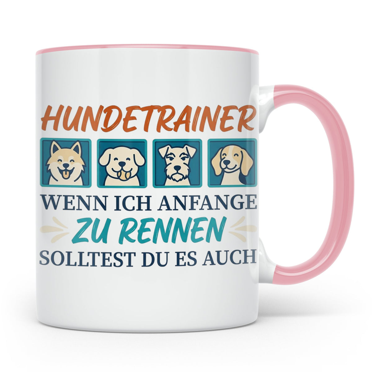 Hundetrainer Tasse mit Spruch Wenn ich renne... Geschenk für – Rosa [farbe:rosa]