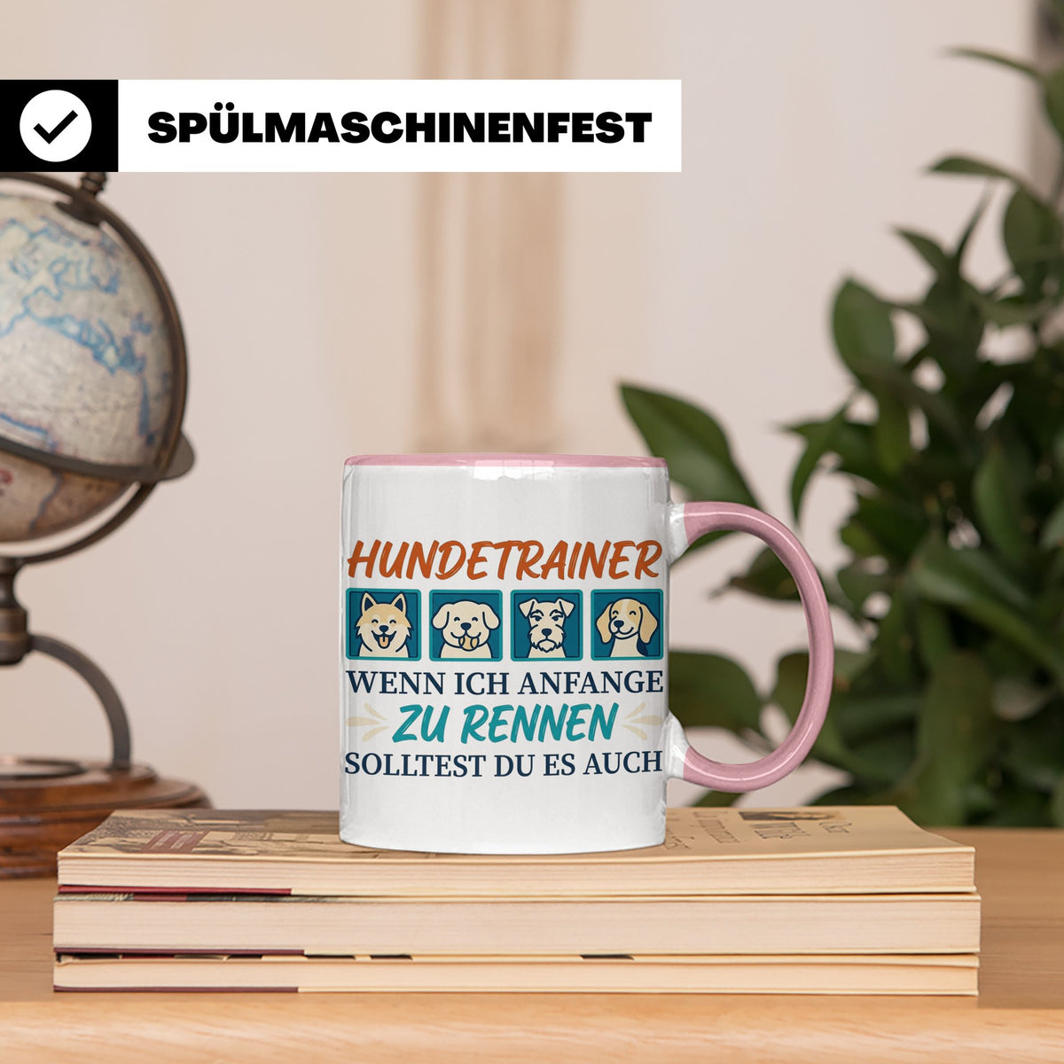Hundetrainer Tasse mit Spruch Wenn ich renne... Geschenk für – Rosa [farbe:rosa]