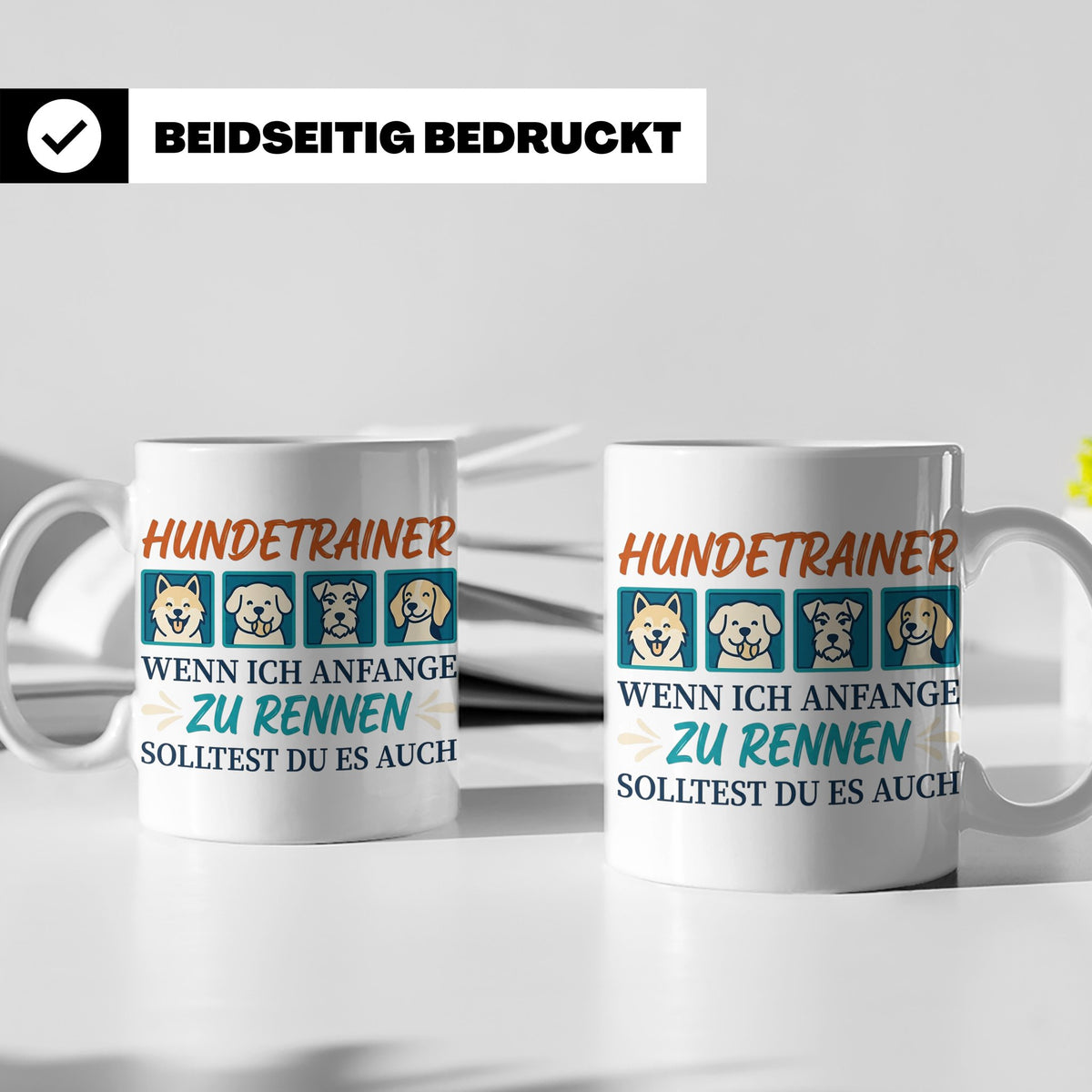 Hundetrainer Tasse mit Spruch Wenn ich renne... Geschenk für – Weiß [farbe:weiß]