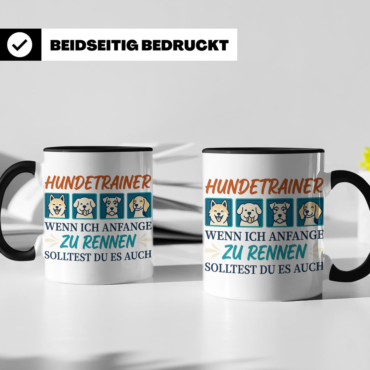 Hundetrainer Tasse mit Spruch Wenn ich renne... Geschenk für – Schwarz [farbe:schwarz]