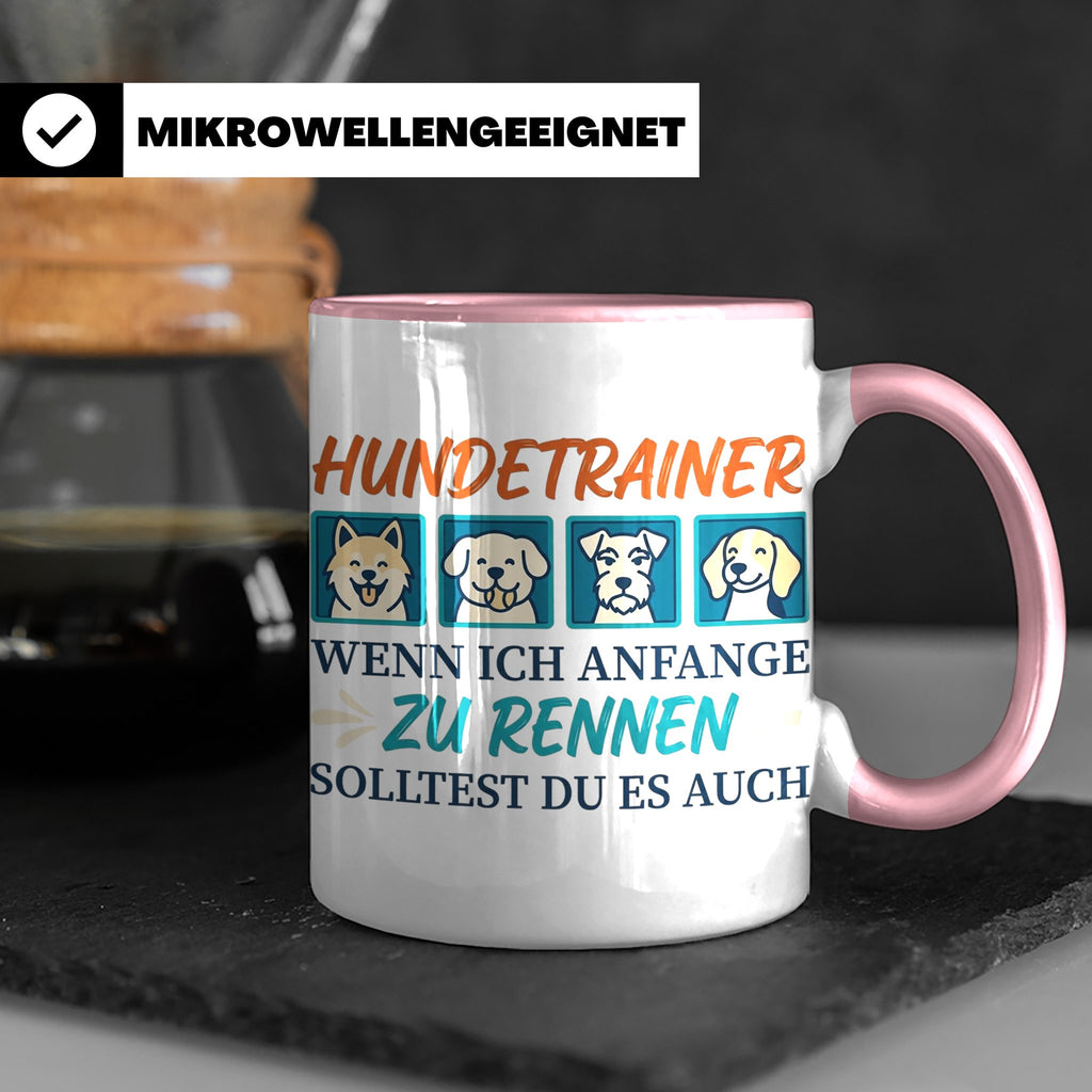 Hundetrainer Tasse mit Spruch Wenn ich renne... Geschenk für – Rosa [farbe:rosa]