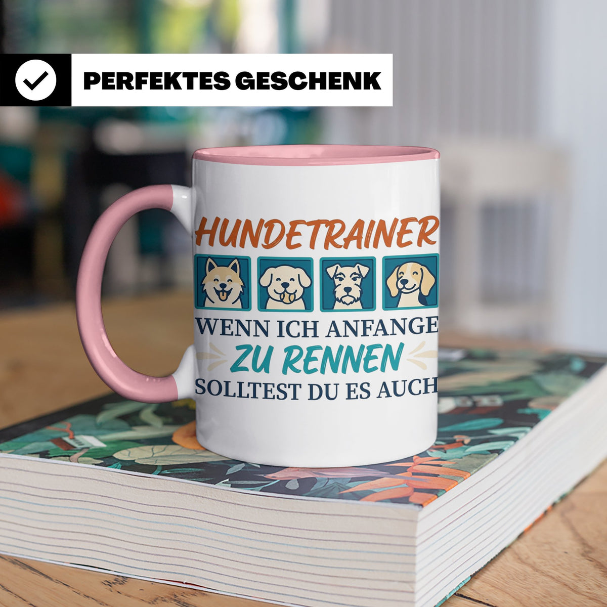 Hundetrainer Tasse mit Spruch Wenn ich renne... Geschenk für – Rosa [farbe:rosa]