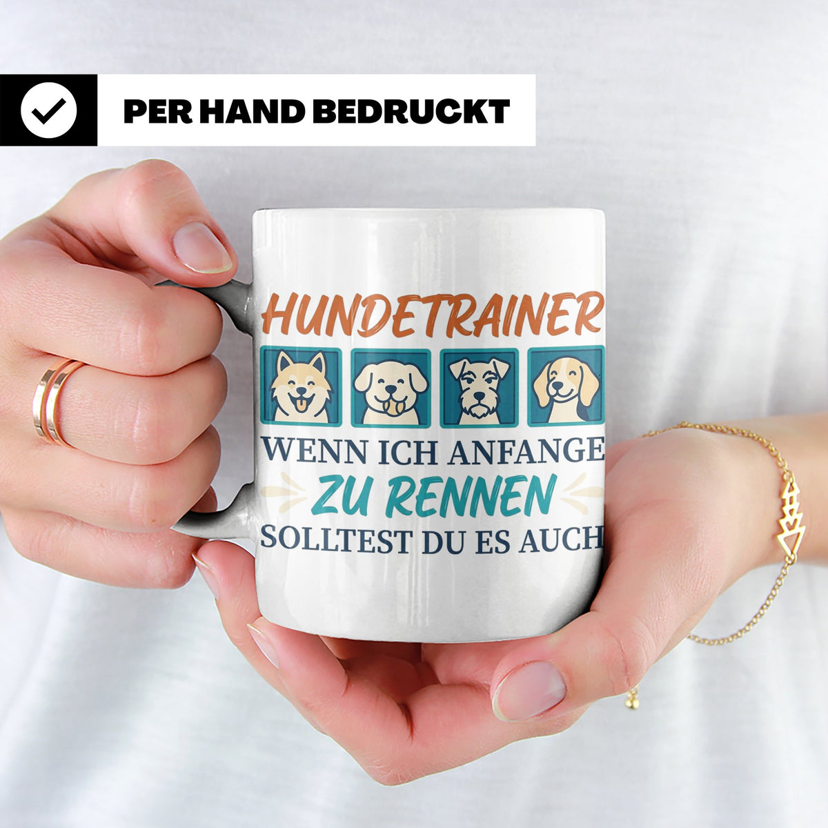 Hundetrainer Tasse mit Spruch Wenn ich renne... Geschenk für – Weiß [farbe:weiß]