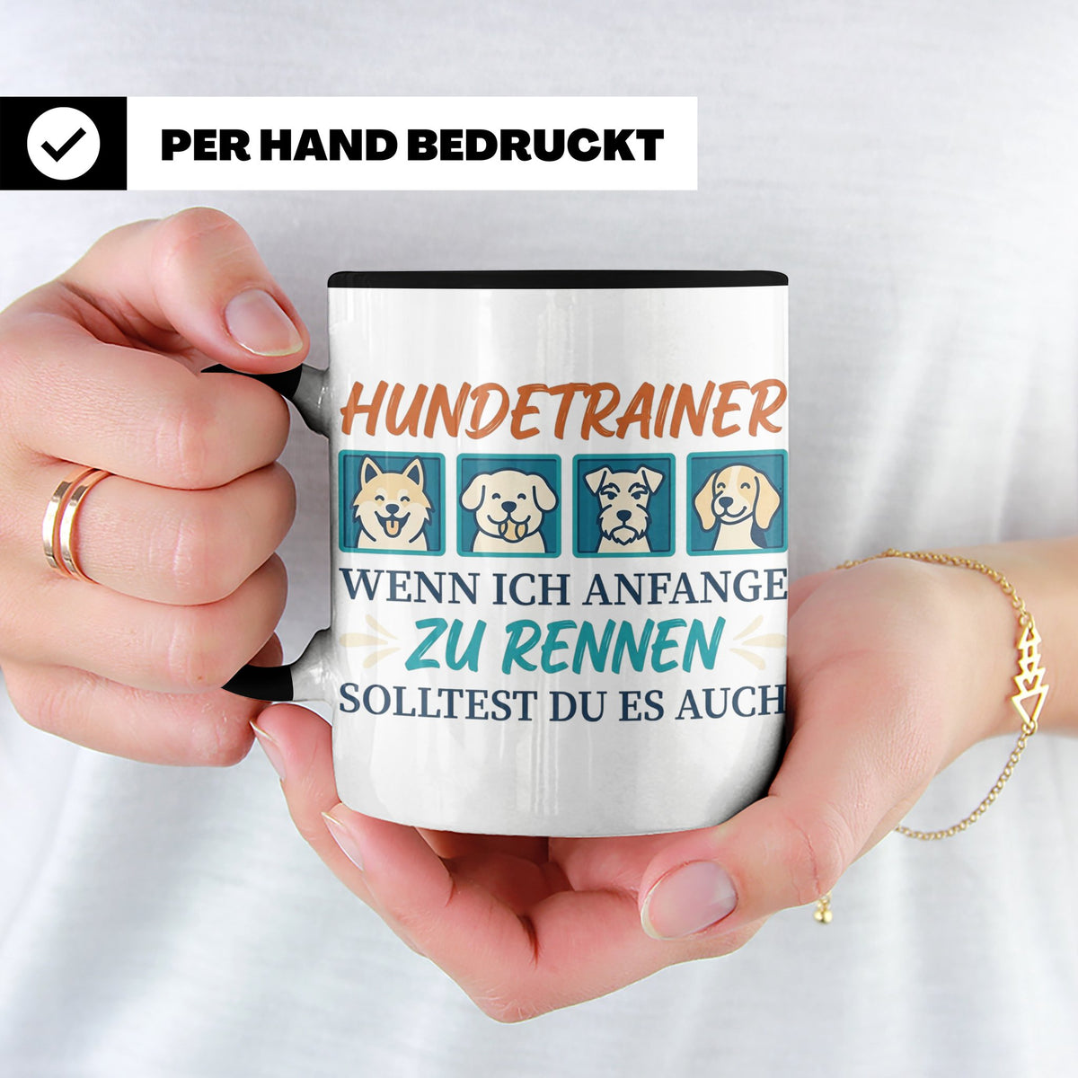 Hundetrainer Tasse mit Spruch Wenn ich renne... Geschenk für – Schwarz [farbe:schwarz]
