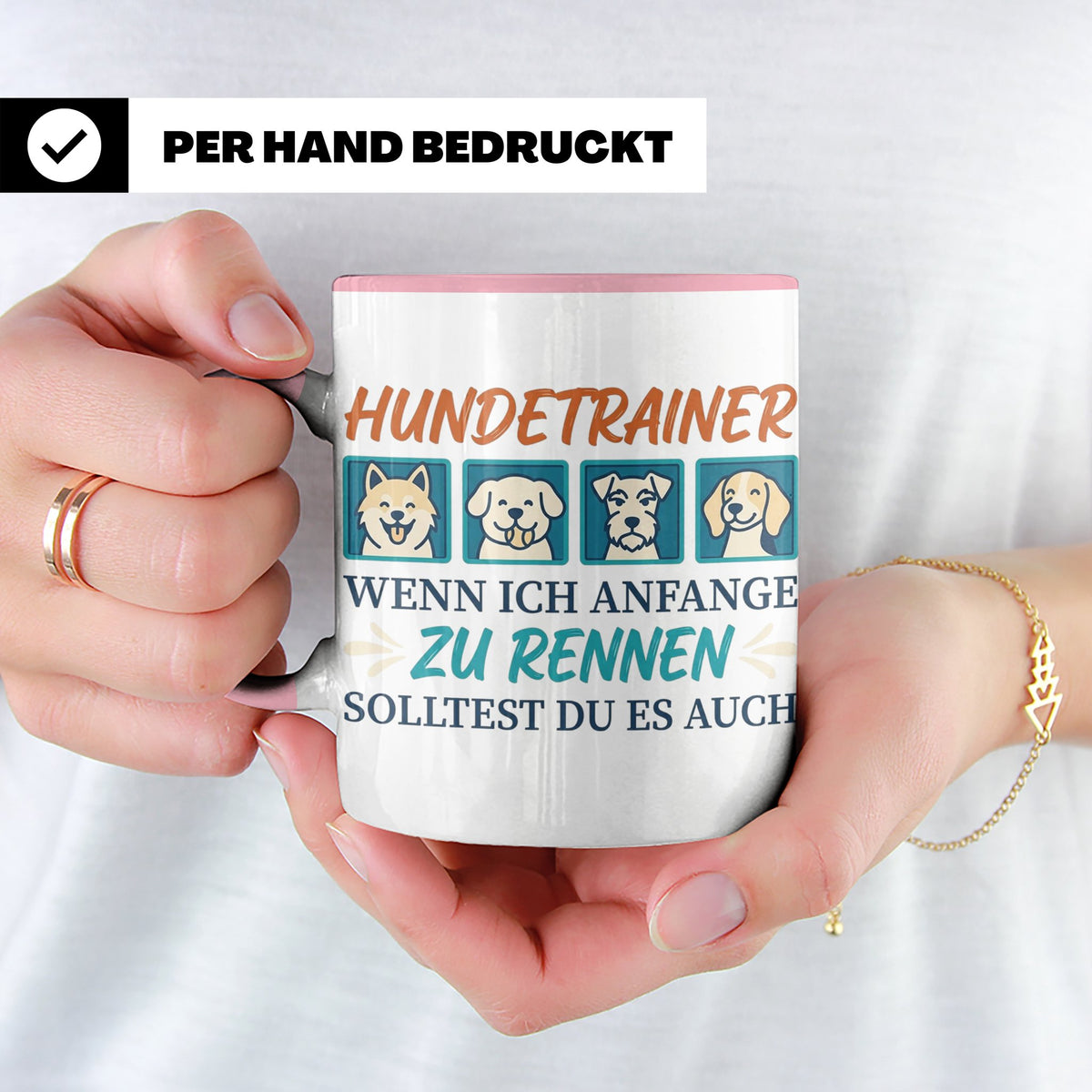 Hundetrainer Tasse mit Spruch Wenn ich renne... Geschenk für – Rosa [farbe:rosa]