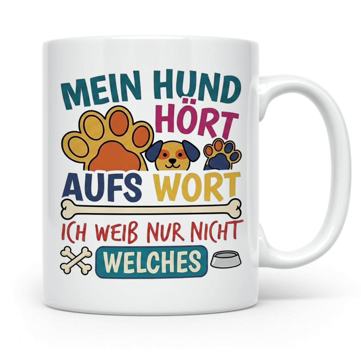 Hundetasse mit Spruch Mein Hund hört aufs Wort lustig Gesche – Weiß [farbe:weiß]