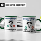 Gleitschirmfliegen Tasse mit Spruch 'ruft an ich muss geh'n' – Grün [farbe:grün]