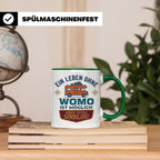 Wohnmobil Tasse mit Spruch Ein Leben ohne Womo sinnlos, Gesc – Grün [farbe:grün]
