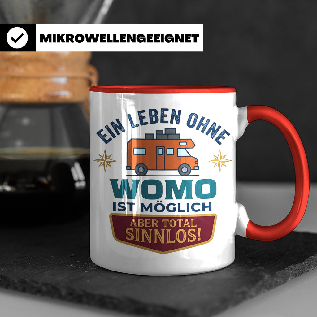 Wohnmobil Tasse mit Spruch Ein Leben ohne Womo sinnlos, Gesc – Rot [farbe:rot]