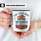 Wohnmobil Tasse mit Spruch Ein Leben ohne Womo sinnlos, Gesc – Schwarz [farbe:schwarz]