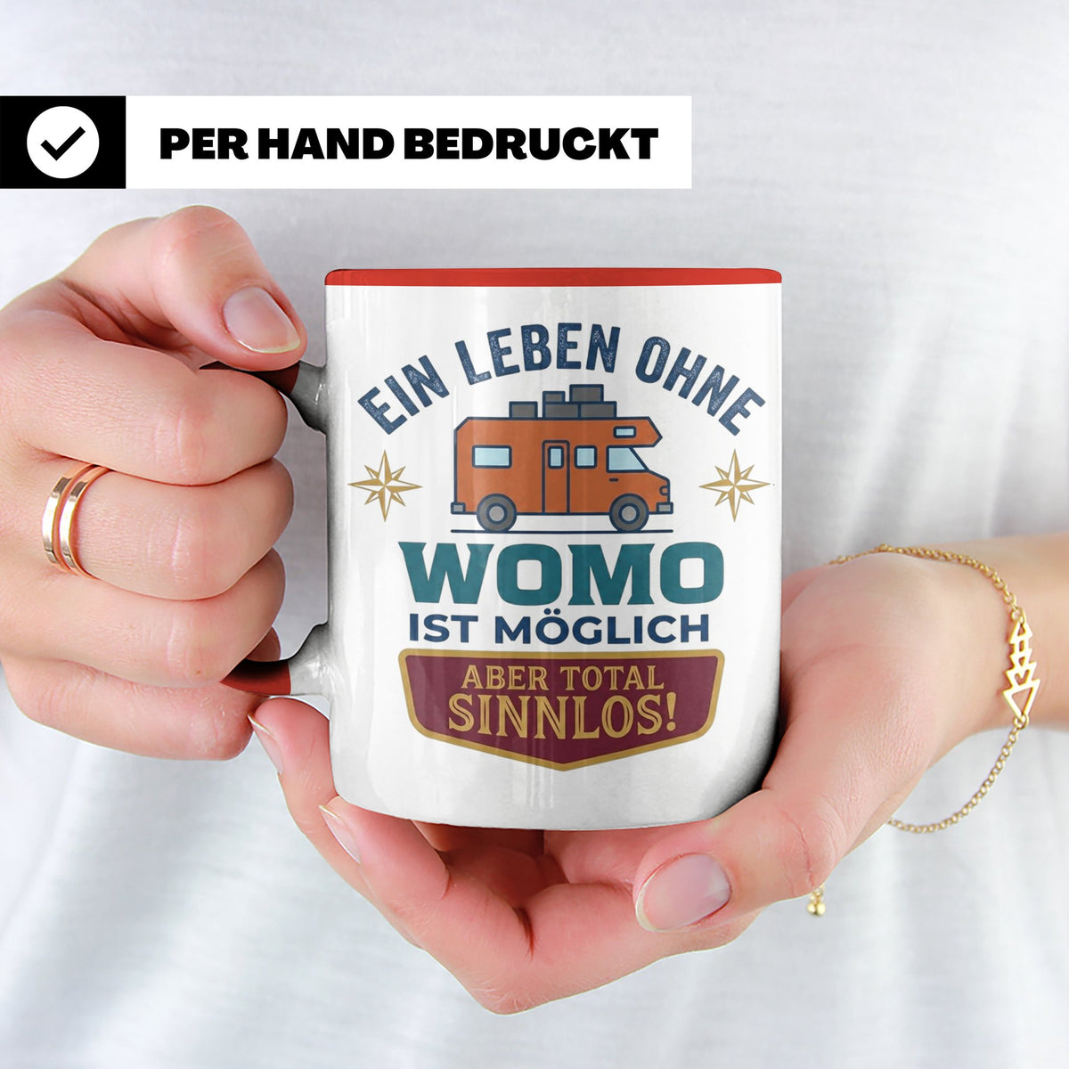 Wohnmobil Tasse mit Spruch Ein Leben ohne Womo sinnlos, Gesc – Rot [farbe:rot]