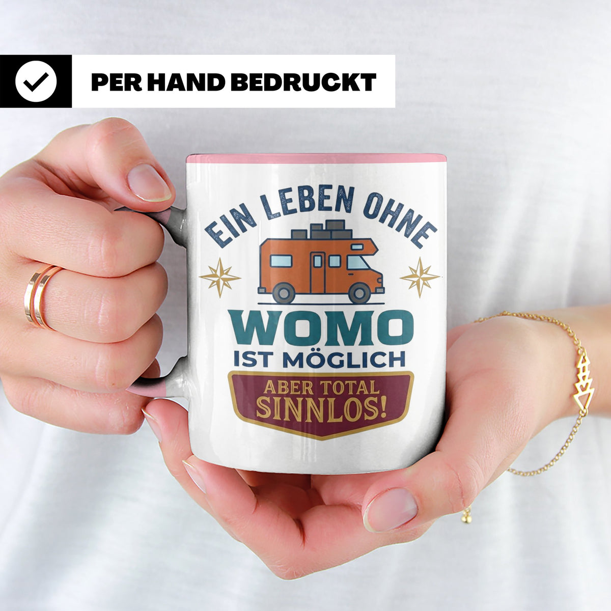 Wohnmobil Tasse mit Spruch Ein Leben ohne Womo sinnlos, Gesc – Rosa [farbe:rosa]