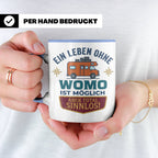 Wohnmobil Tasse mit Spruch Ein Leben ohne Womo sinnlos, Gesc – Blau [farbe:blau]