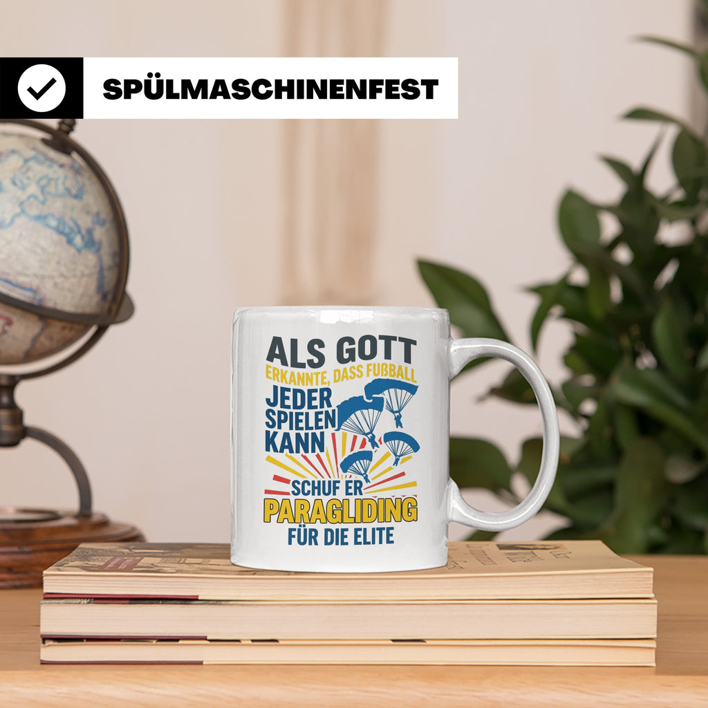 Paragliding Tasse mit Spruch Gott schuf Paragliding für die  – Weiß [farbe:weiß]