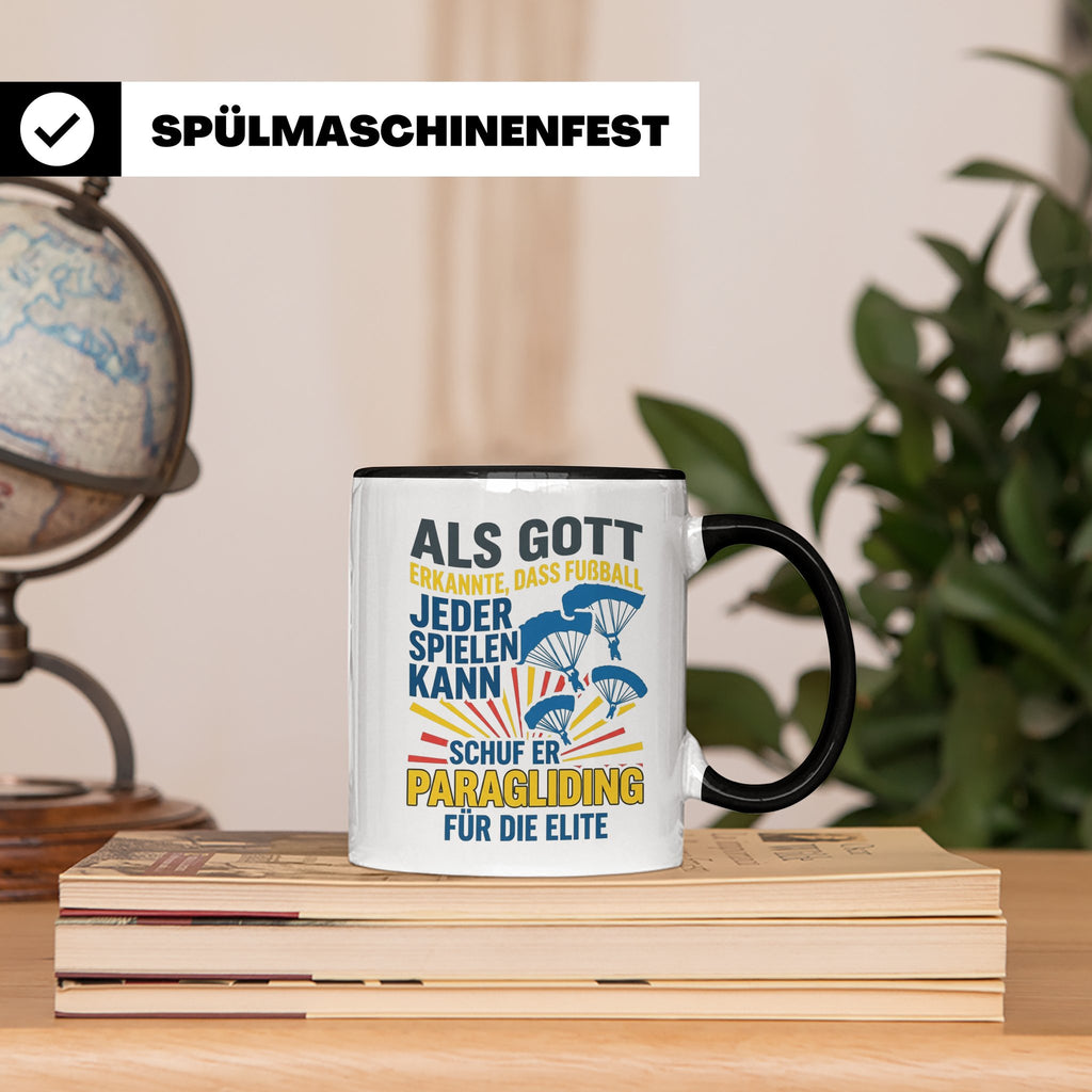 Paragliding Tasse mit Spruch Gott schuf Paragliding für die  – Schwarz [farbe:schwarz]