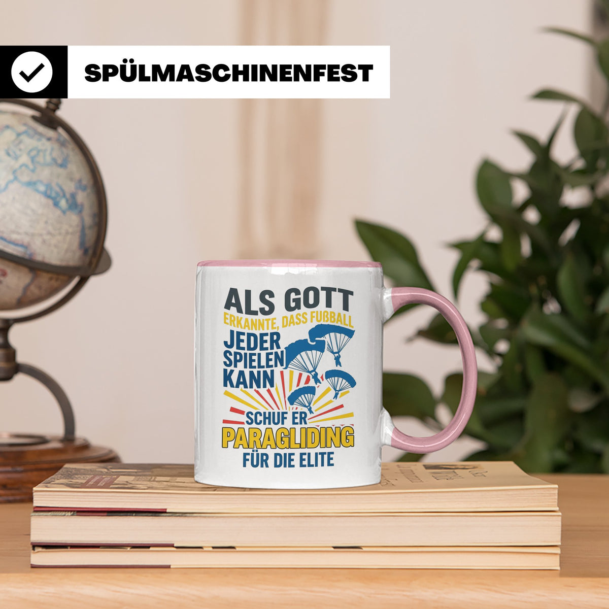 Paragliding Tasse mit Spruch Gott schuf Paragliding für die  – Rosa [farbe:rosa]