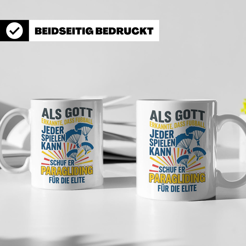 Paragliding Tasse mit Spruch Gott schuf Paragliding für die  – Weiß [farbe:weiß]