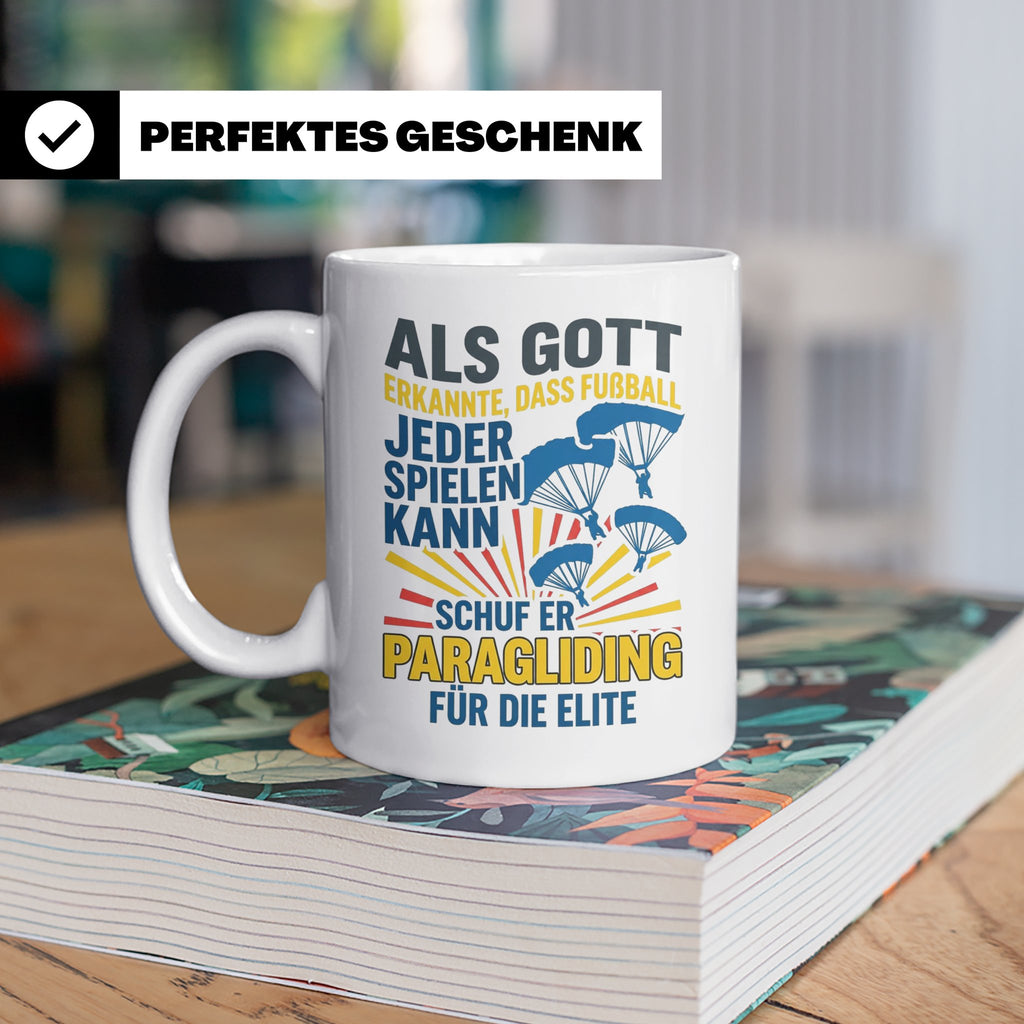 Paragliding Tasse mit Spruch Gott schuf Paragliding für die  – Weiß [farbe:weiß]