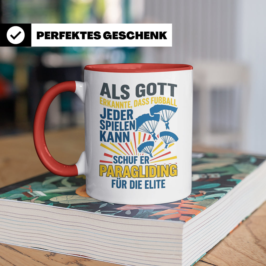 Paragliding Tasse mit Spruch Gott schuf Paragliding für die  – Rot [farbe:rot]
