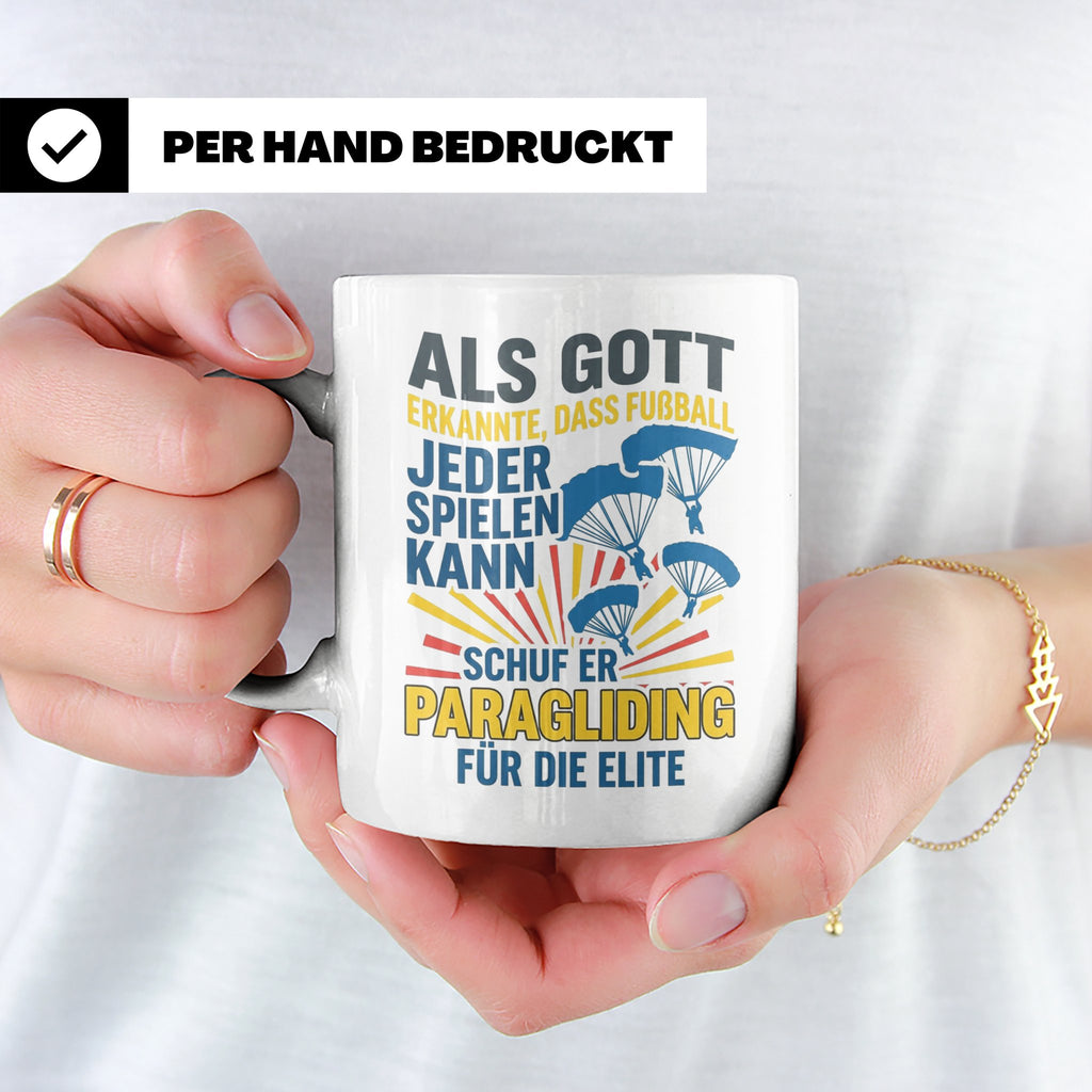 Paragliding Tasse mit Spruch Gott schuf Paragliding für die  – Weiß [farbe:weiß]