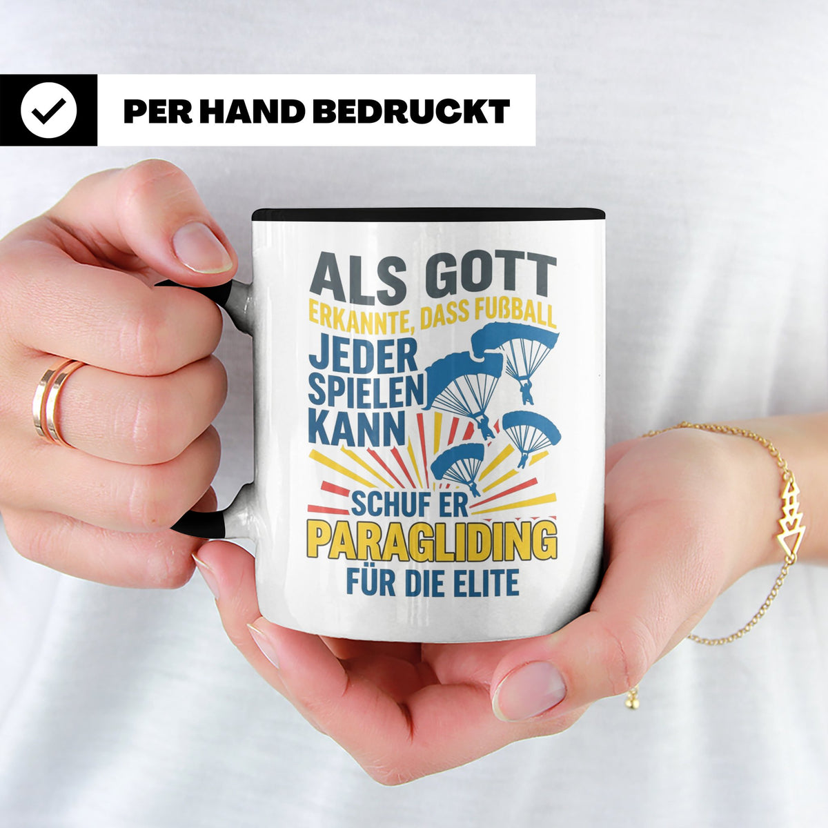 Paragliding Tasse mit Spruch Gott schuf Paragliding für die  – Schwarz [farbe:schwarz]