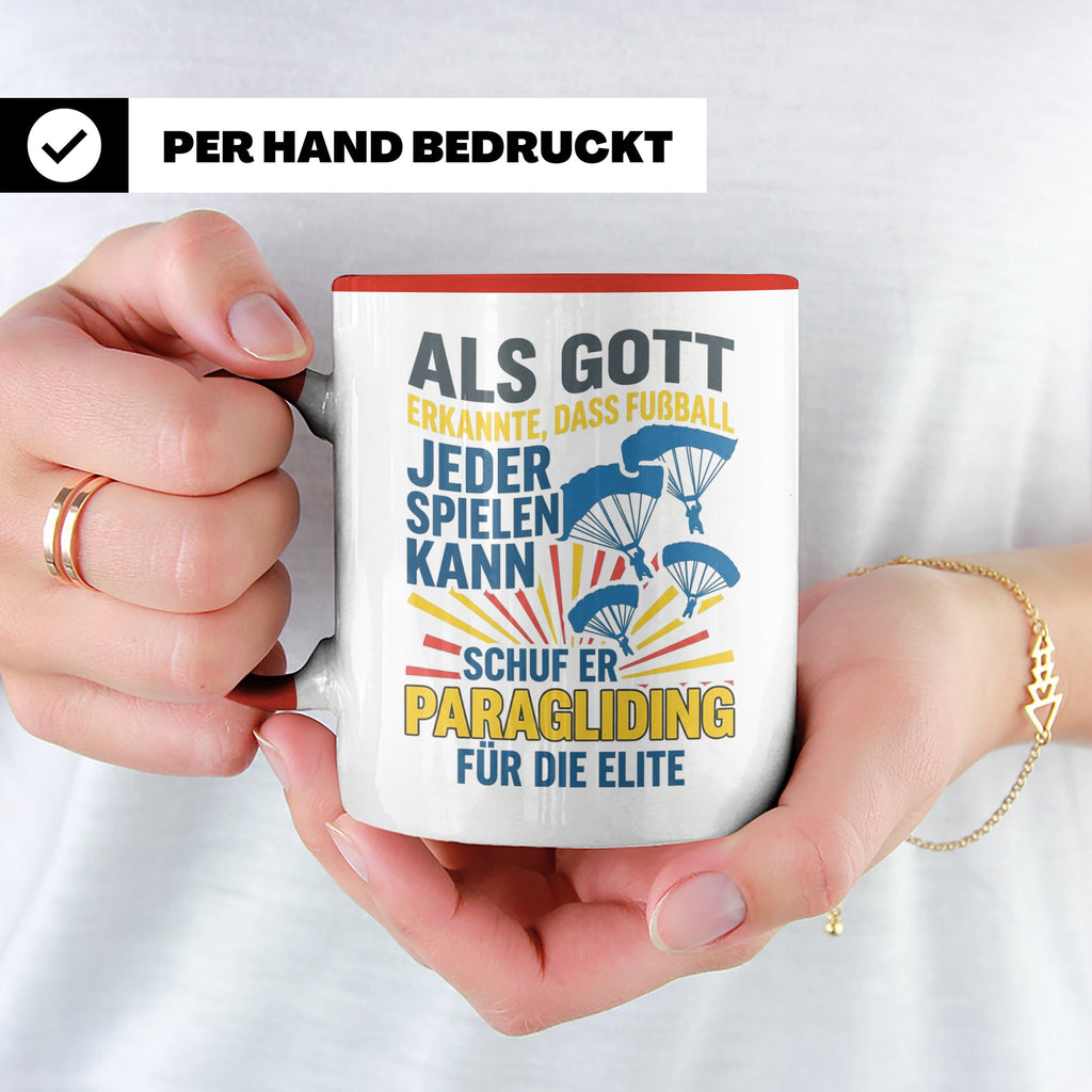 Paragliding Tasse mit Spruch Gott schuf Paragliding für die  – Rot [farbe:rot]