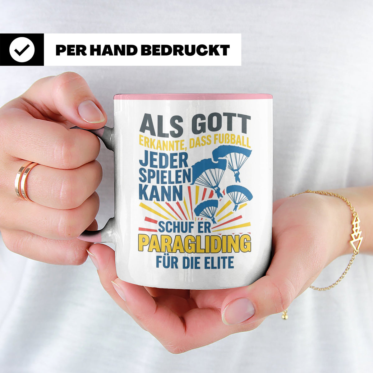 Paragliding Tasse mit Spruch Gott schuf Paragliding für die  – Rosa [farbe:rosa]