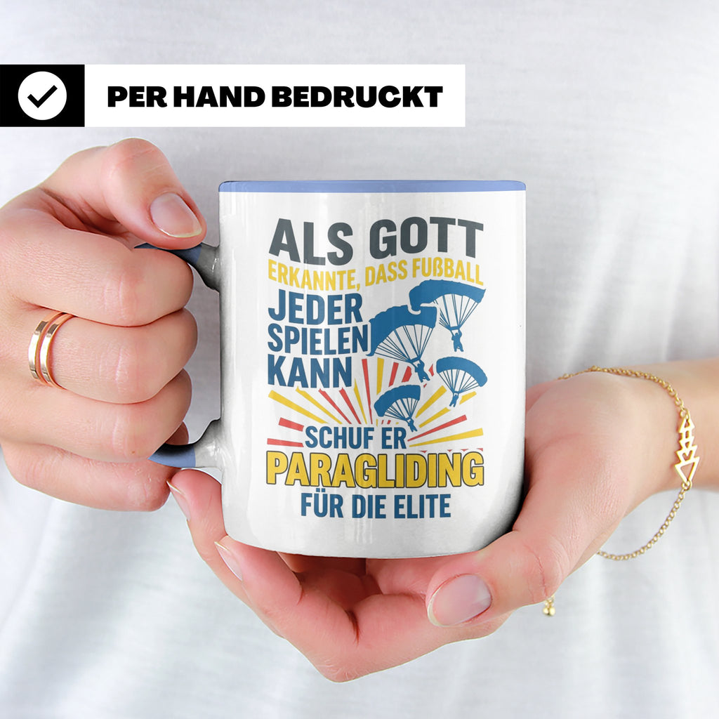 Paragliding Tasse mit Spruch Gott schuf Paragliding für die  – Blau [farbe:blau]
